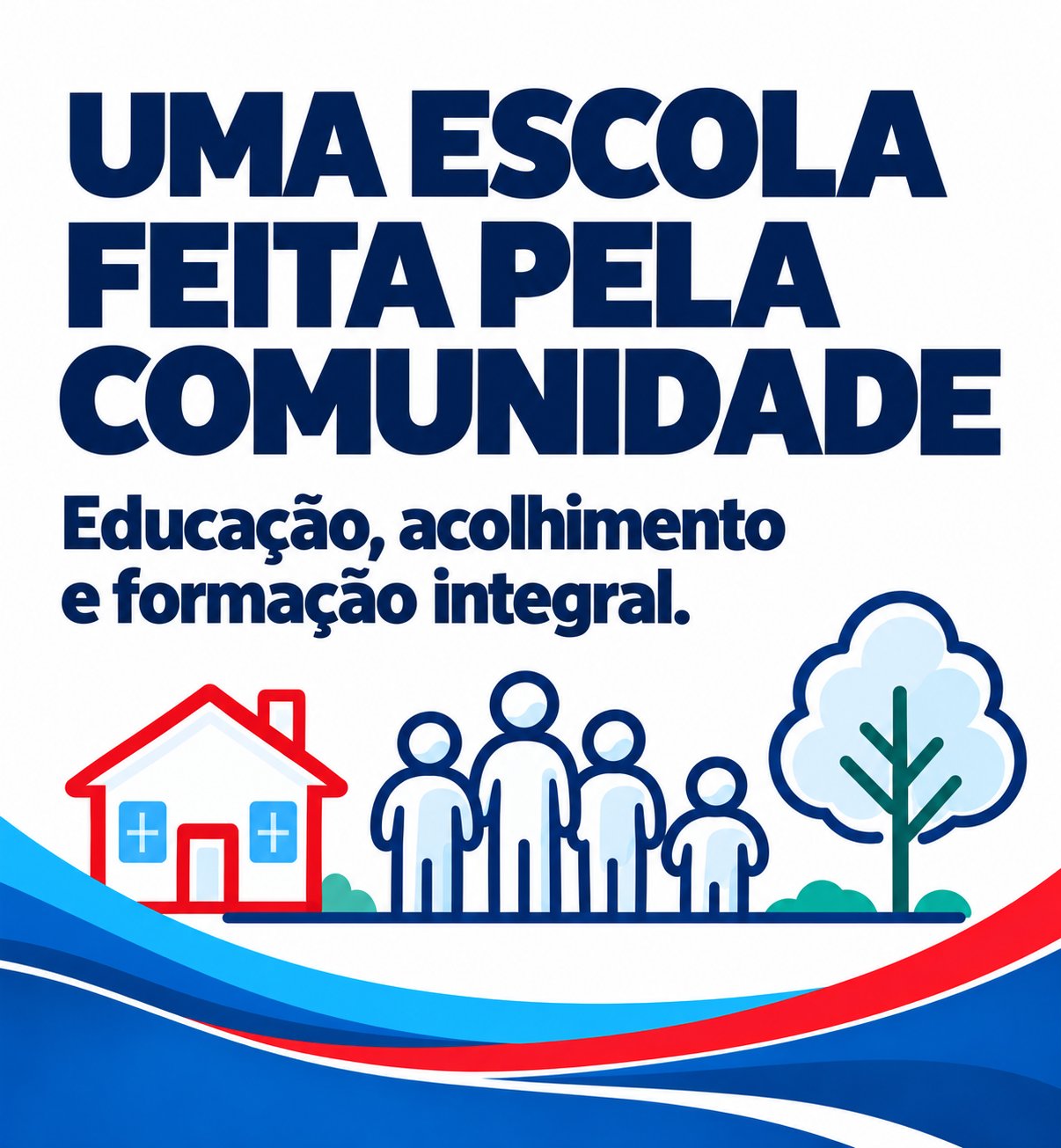 Placa Uma escola feita pela comunidade: educação, acolhimento e formação integral